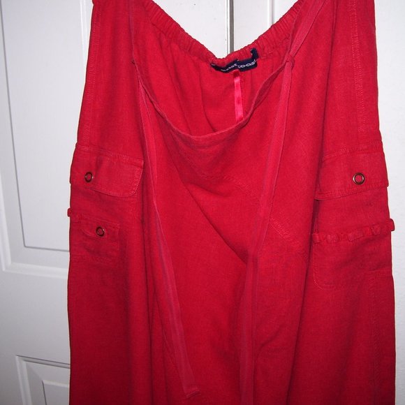 East Coast Red Maxi Linen Blend Skirt Size 24 - Picture 2 of 12